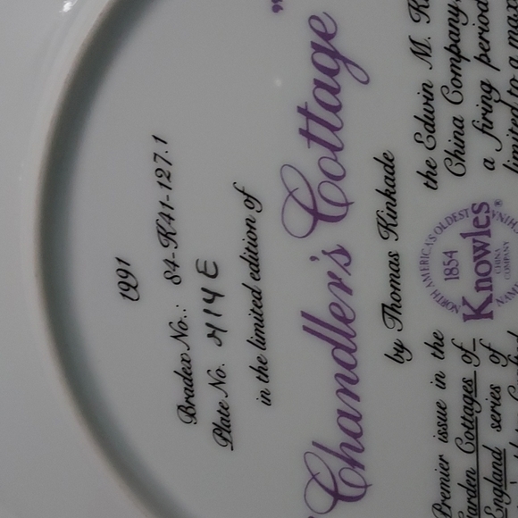 "Chandler's Cottage"1991 Vintage Decor Plate Trim in Gold by Thomas Kinkade - Picture 3 of 4
